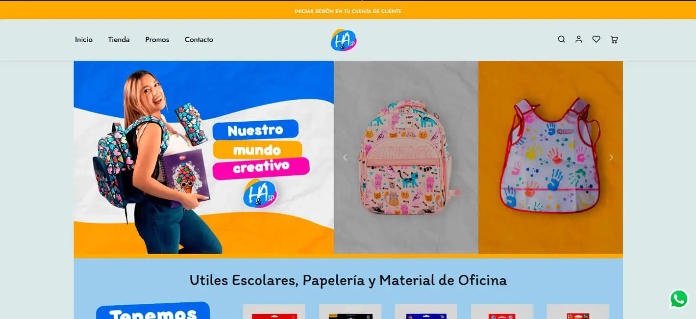 Diseño web premium para Materiales H&A - Papelería.