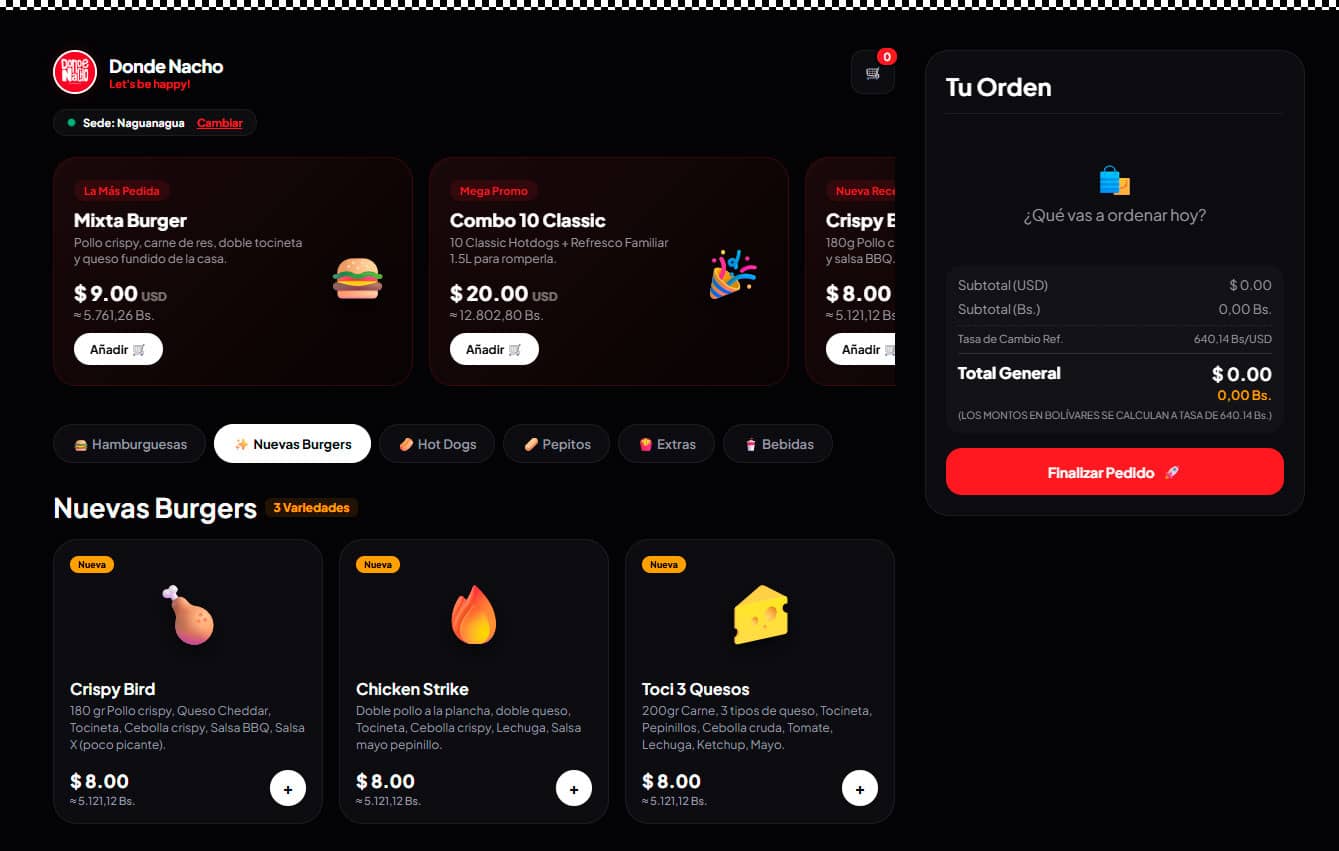Diseño web premium para Menú Digital - Para comercios de comida.