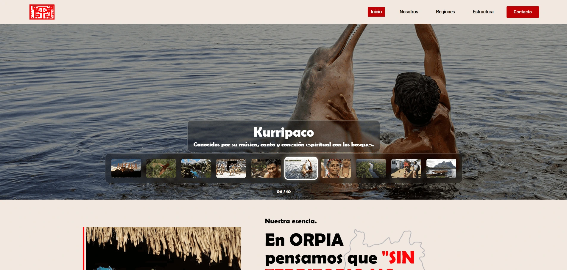 Diseño web premium para Orpia - Organización Regional de Pueblos Indígena del Amazonas.